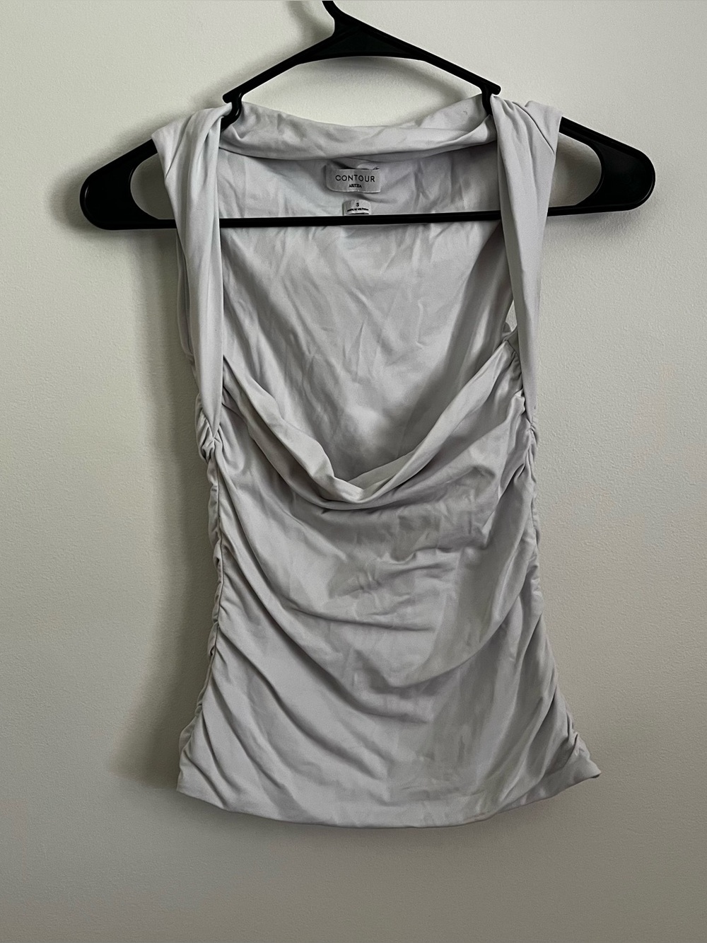 Contour by Aritzia White Nylon Ruched Square Neckline Top